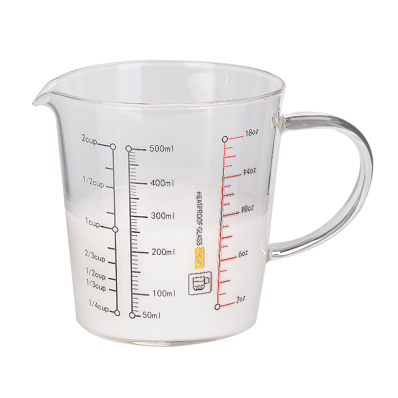 Heat-resistant glass measuring cup, milk cup, kitchen baking cup with scale, heatable glass cup CK-1