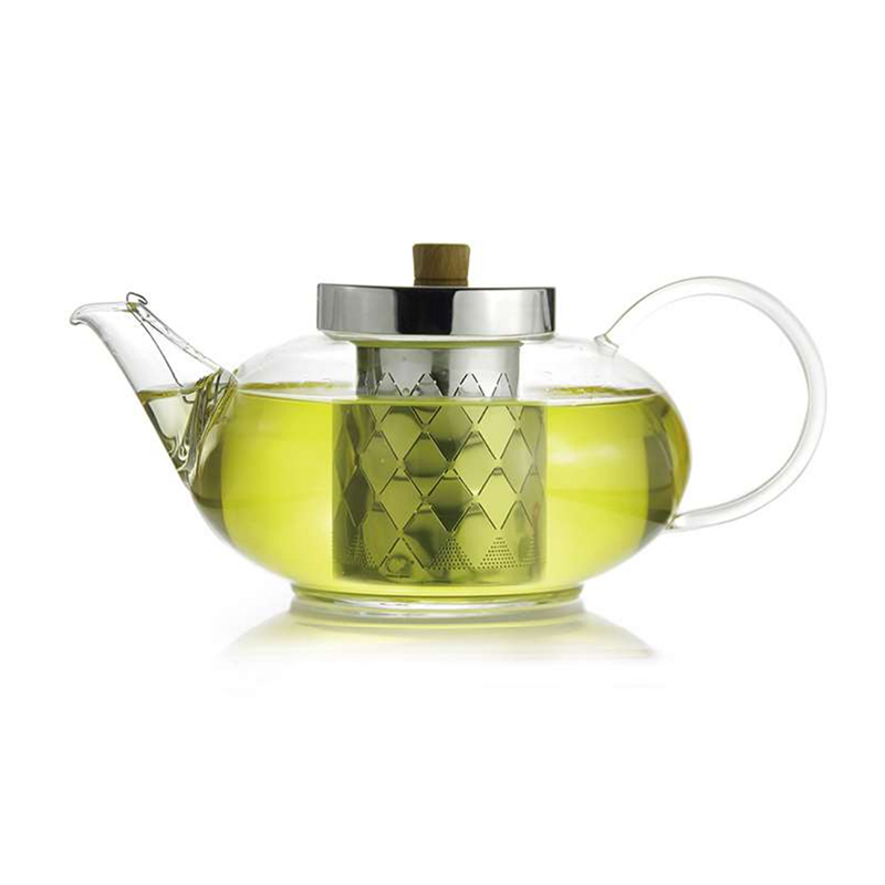 Chikao Glass Teapot High Quality Stainless Steel Filter Heat-resistant Glass Flower Teapot CK-022M/L