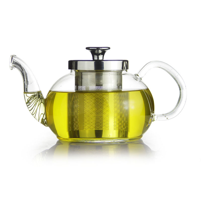 Heat resistant glass teapot, high-quality stainless steel lid with filter, high borosilicate teapot 
